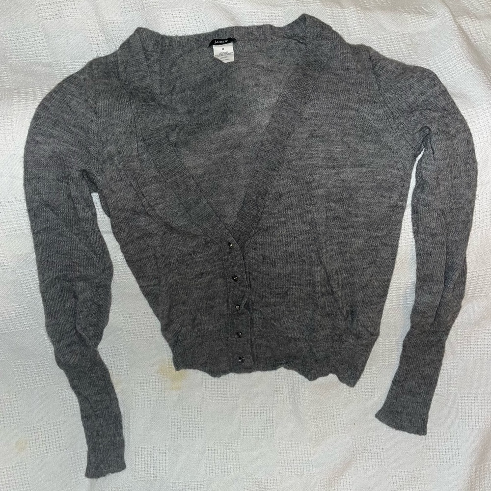 J. Crew Merino Wool Blend Cardigan Gray